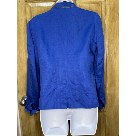 J. Crew Schoolboy Blazer Jacket Linen Blue Size 6 - Picture 2 of 6